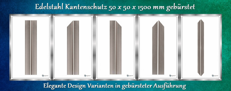 Edelstahl Kantenschutz 50x50x1500mm, 1mm stark, halbspitz rechts