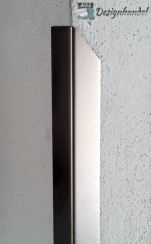 Kantenschutz 20 x 20 mm Edelstahl gebürstet, mit Halbspitze rechts